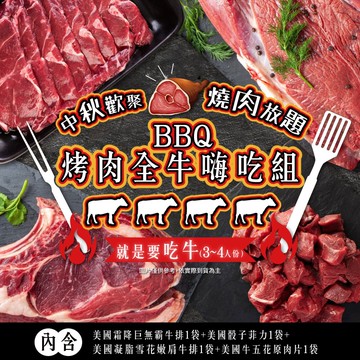 BBQ烤肉全牛嗨吃4件组 3-4人份 下單3個工作天出貨