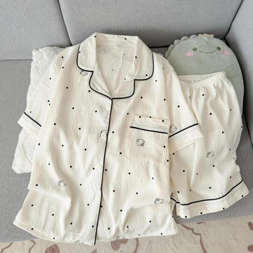 【砂糖夢境】2026新款ins日系休閒少女感夏季簡約波點KT貓短袖居家套裝可外穿