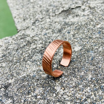 紅銅 斜紋 戒指 可客製名字 活動戒圍 S380