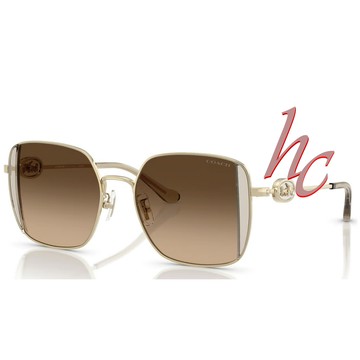 COACH 蔻馳 亞洲版 時尚太陽眼鏡 精緻方框設計 適合小臉 HC7177B 900574 淡金框漸層茶鏡片 公司貨