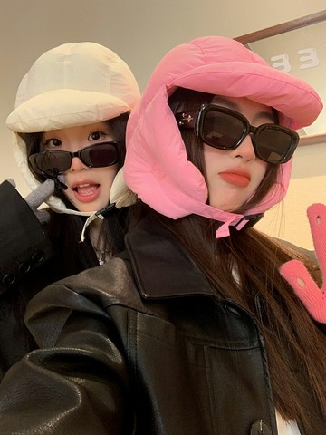 羽絨雷鋒帽女冬季韓版保暖帽子東北旅游防寒充絨輕盈護耳帽飛行帽