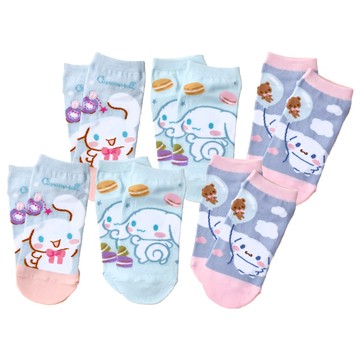 ONEDER 旺達棉品 大耳狗系列 直版襪 6雙組  15~22cm  藍粉色 + 藍色 + 紫粉色