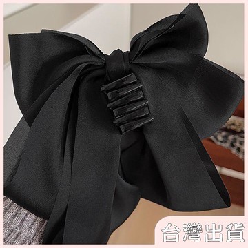 ✨臺灣出貨✨【飾飾如意】法式溫柔氣質緞面超大號蝴蝶結飄帶髮夾女後腦勺抓夾髮卡頭飾夾子