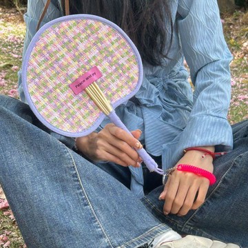 🔥臺灣出🔥蒲扇老式手工編織網紅多巴胺斜挎扇子彩色扇子麥稈可愛夏季