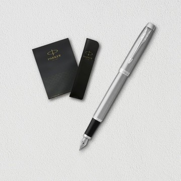 【PARKER】 新IM 入門款 鋼桿白夾鋼筆 真皮筆套禮盒 客製化刻字