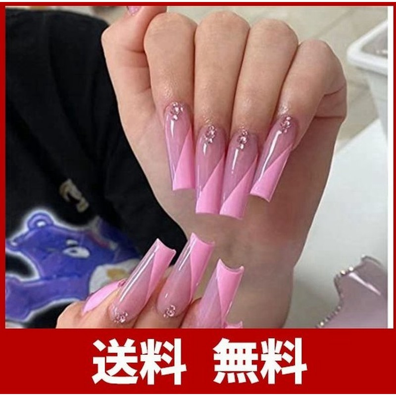 ラインストーン偽ネイル24pcsエクストラロングピンクバレリーナ偽ネイルフルカバーネイル女性と10代の女の子のためのヒント 通販 Lineポイント最大0 5 Get Lineショッピング