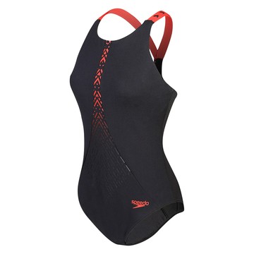 speedo HydroPro 女款運動連身泳裝 SD81350614844  黑色 + 紅色  30