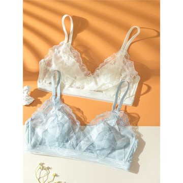 夏季新品小胸內衣性感蕾絲文胸超薄莫代爾兔耳杯防凸點不空杯