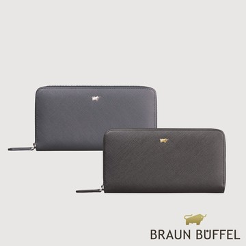 【BRAUN BUFFEL】尚恩A 12卡拉鍊長夾-黑色(德國小金牛台灣總代理)/BF354-602-BK