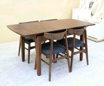 【歐風別館】馬丁胡桃/洗白全實木伸縮餐桌【自動跳桌】【基隆至台中免運費】