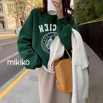 美木子｜省荷包 買新衣 沒壓力｜長袖大學t｜薄絨大學t 印花 長袖衛衣 古典建築塗鴉【Y003】oversize