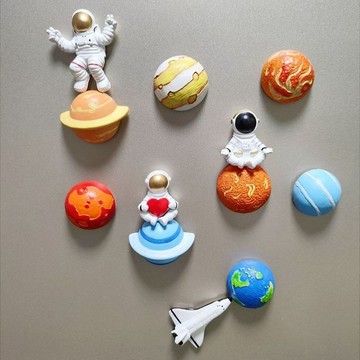 星球太空人冰柜貼3d立體磁吸磁貼創意裝潢太空人磁力吸鐵石禮物