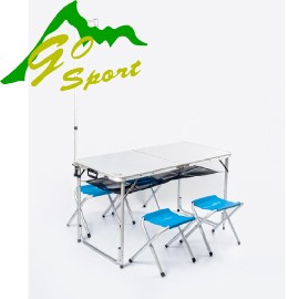 【GO SPORT台灣 鋁塑板折式桌椅組 (附吊燈架/置物網)】92080A/折疊桌椅/摺疊桌/戶外家俱
