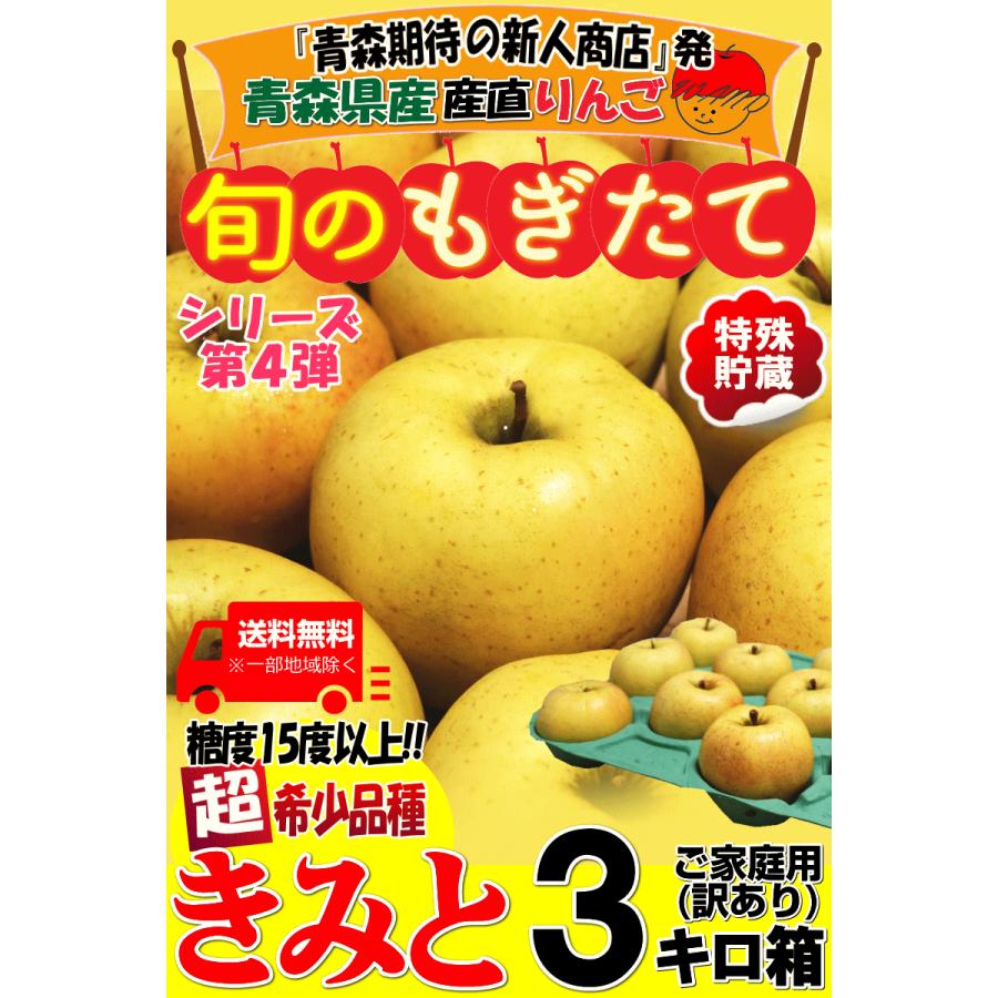 あすつく クーポンで100円引き 青森 りんご 3kg箱 きみと 送料無料 家庭用 訳あり 青森 リンゴ 訳あり 3キロ箱★きみと 家訳 3kg箱