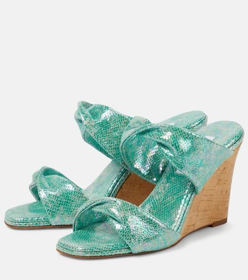 Aquazzura Twist metallic leather wedge mules