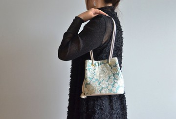 限量發售 印度刺繡喬其紗 方形兩用斜背包 尤加利綠 聖誕禮物・犒賞自己