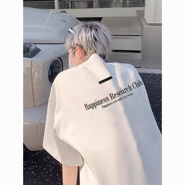 短袖上衣男 素色 涼感 排汗 100%純棉300克重磅美式字母印花短袖T恤夏季潮牌高街顯瘦0713