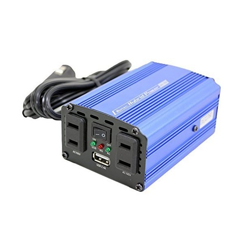 メルテック 車載用 インバーター USBコンセント Mel 2way USB2口2.4A 静音タイプ DC12V コンセント2口800W