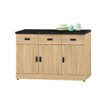 Boden-薩洛4尺黑色石面收納餐櫃/碗盤櫃/置物矮櫃(下座)