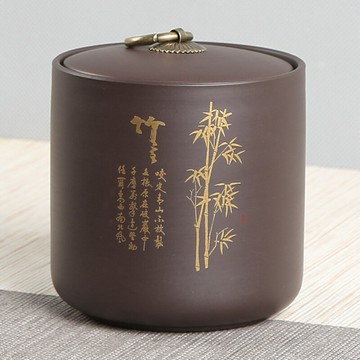 大號紫砂茶葉罐鎏金普洱散茶密封罐宜興紫泥茶具精品茶罐logo