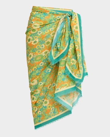 Jeff Floral Cotton Pareo Coverup