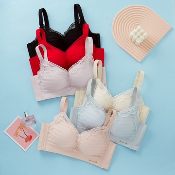 內衣專家 新款乳膠棉蕾絲內衣 深V美波集中爆乳託高爆乳內衣 無痕無鋼圈內衣 小胸內衣 蕾絲美背內衣