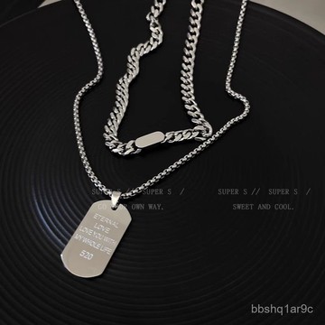 📿限時下殺📿黑瞎子鈦鋼吊墜銘牌項鏈長款狗牌軍牌毛衣鏈高級感潮男衛衣鏈配飾