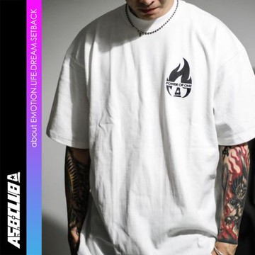 來福葉店火焰短袖T恤美式tee寬松滑板街頭非潮牌逆潮流