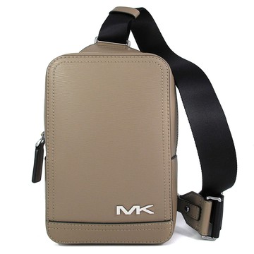 MICHAEL KORS COOPER 銀字MK Logo暮灰色水波紋單肩胸包