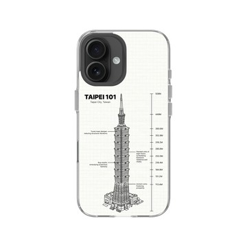 iPhone 16 Clear Case（相機按鈕） 透明 - 台北101 - 台北101-建築圖紙
