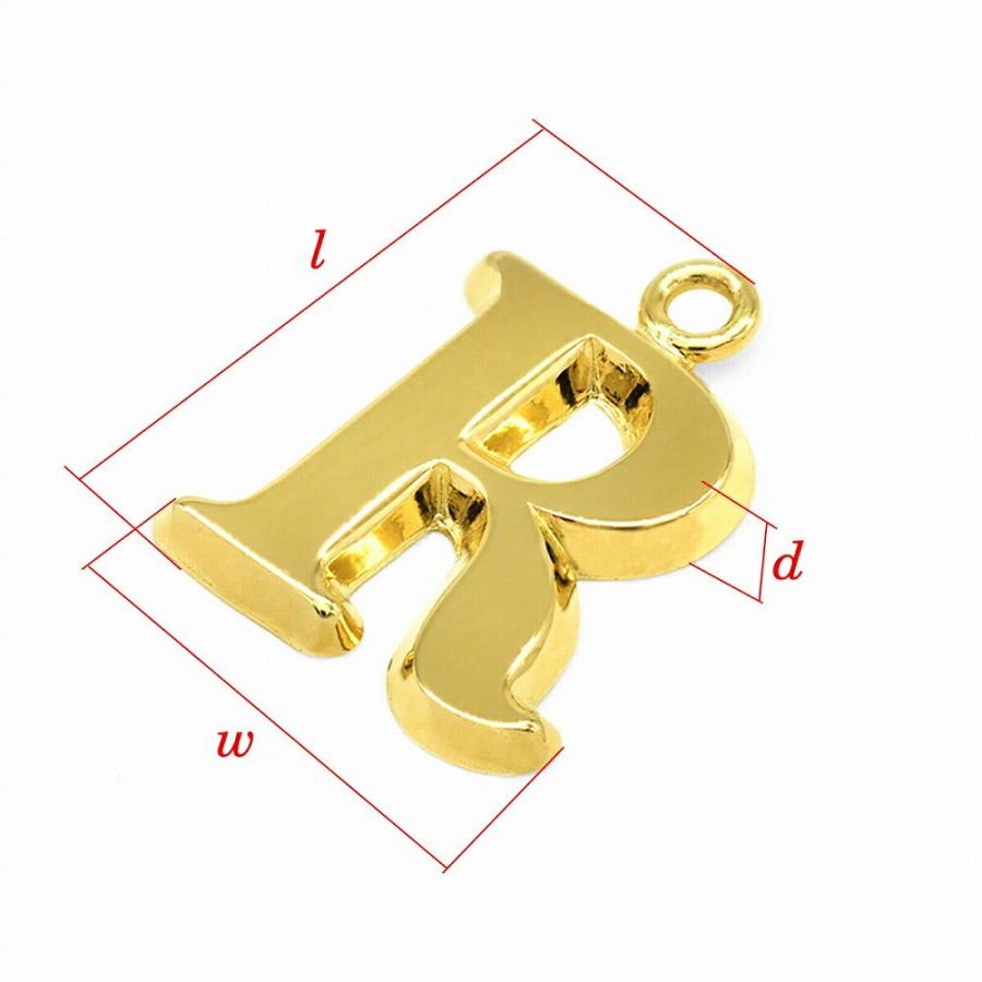  チャームパーツ 18金 イエローゴールド R イニシャルチャーム Mサイズ 中空タイプ 縦11.0mm 横11.0mm｜手芸用品 K18YG 貴金属