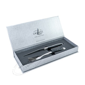 FORGE DE LAGUIOLE | 黑色耐力纖維握柄2件餐禮刀盒組 [ 適用洗碗機材質 ]