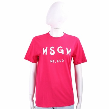 MSGM 童裝 油漆塗鴉字母純棉桃紫色短袖TEE T恤