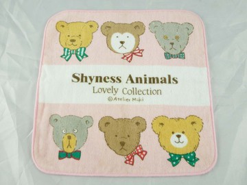 【震撼精品百貨】日本泰迪熊 Shyness Animals 方巾 粉-六隻熊  震撼日式精品百貨