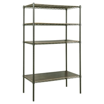 dayneeds 日需百備 輕型烤漆架含木墊板 鐵力士架 收納 鞋架 展示架  90 x 45 x 150cm  黑色  4層