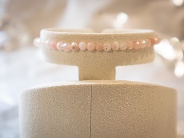 粉紅澳寶-十月誕生石925 SILVER切面 粉紅澳寶3mm- 細緻手鏈