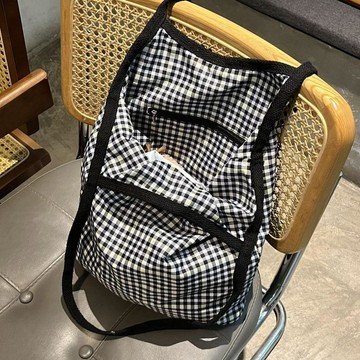 爆款直降價 單肩包 斜挎包 托特包 側背包 新款條紋格子帆布包ins日系文藝慵懶購物袋手提袋大容量通勤單肩