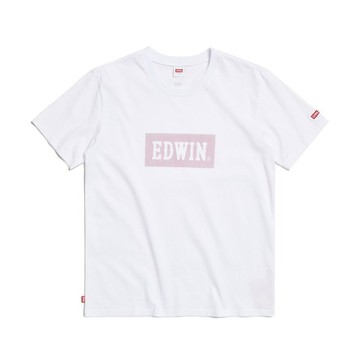 EDWIN 男裝 加大碼 斜紋仿繡印花短袖T恤 (白色) #上衣