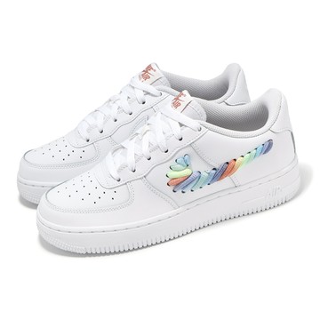 [ACS] Nike 休閒鞋 Air Force 1 LV8 1 GS 大童 女鞋 白 AF1 彩虹編織 FQ4948-100