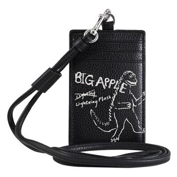 COACH SKETCH REXY 個性塗鴉印花頸掛式卡片證件夾(黑)