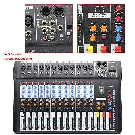 Fichiouy Professional Powered Mixer 12Channel, Power Mixing Amplifier Live Studio Audio Mixer Professional Mixing Console USB Sound Board (12-Channel