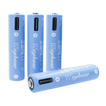 WEPHONE 4號AAA USB充電式電池 750mWh 充電鋰電池(附一對四充電線)