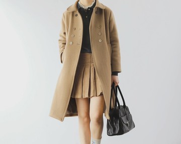 法式復古 彼得潘領挺括雙面羊毛大衣