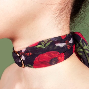 罌粟花與蜜蜂 - 雪紡絲巾