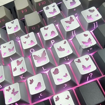 🌟臺灣出貨🌟愛心蝴蝶鍵帽OEM原廠高度注音文俄文泰文側刻字符透光機械鍵盤帽 鍵帽 注音鍵帽 鍵帽注音