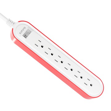 Kinyo 1開6插雙圓延長線 CGC316-6  1.8m  粉色  1個