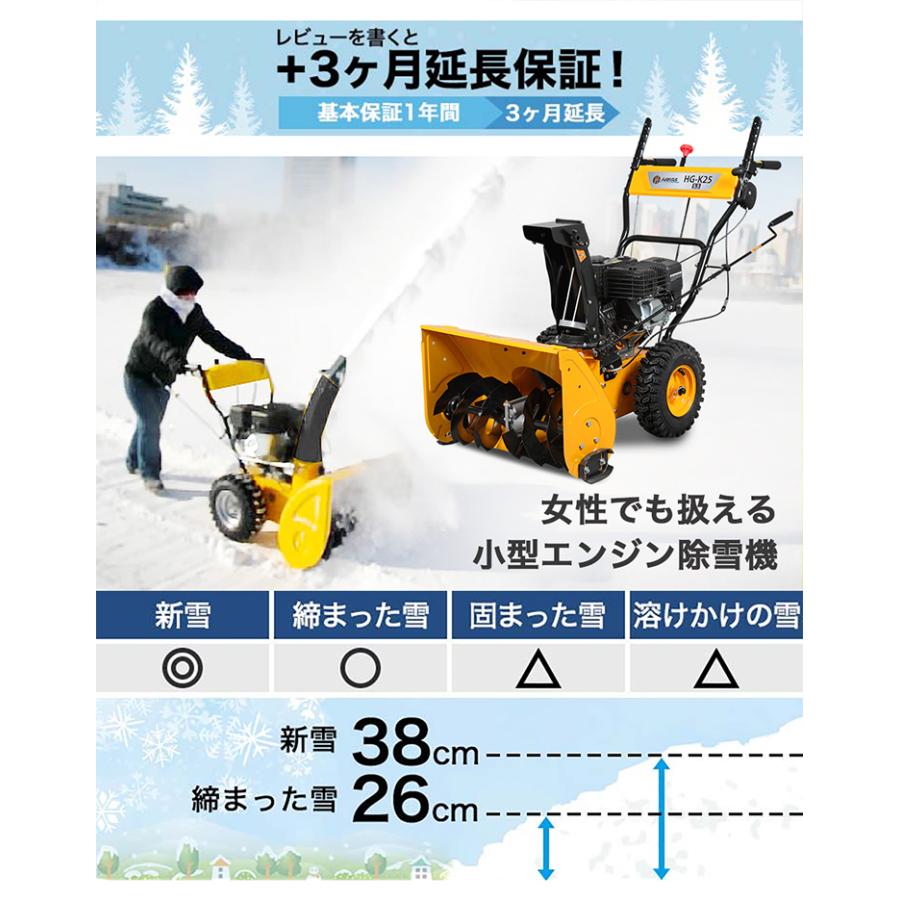 ＜即納 12月限定 直前割＞家庭用 寒冷地エンジン式除雪機（ガソリン 自走式）HG-K25