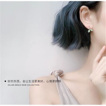 綠色樹葉小清新耳釘