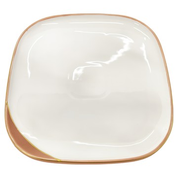 Homely Zakka 北歐輕奢風啞光金陶瓷餐具 方形平盤  19.5 x 1.8cm  少女粉  1個