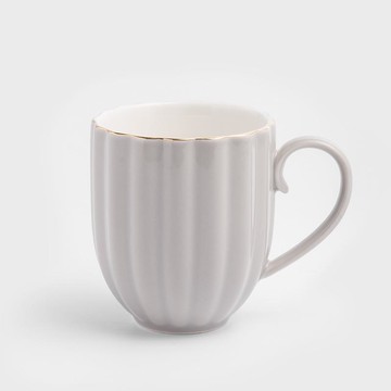 【WAGA】 法式 金瓣夢遊 320ml 陶瓷茶杯｜銀灰│單品